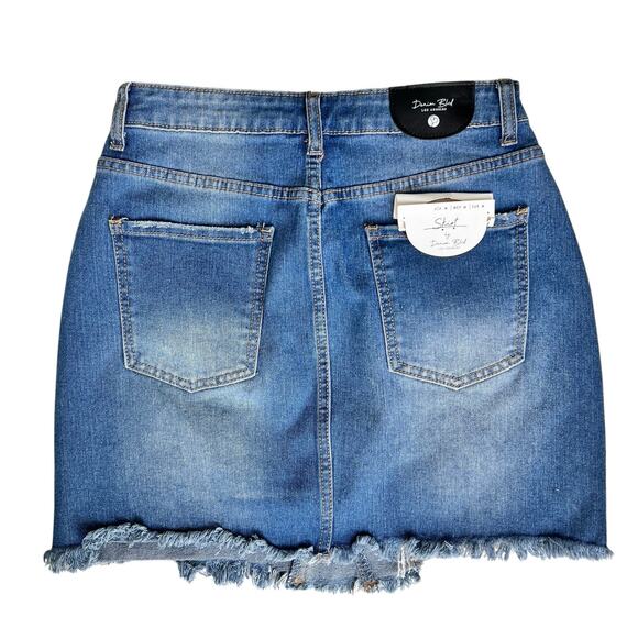 NEW Denim Distressed Jeans Mini Skirt Women's Medium Sequins Casual Grunge Sexy - Picture 6 of 8